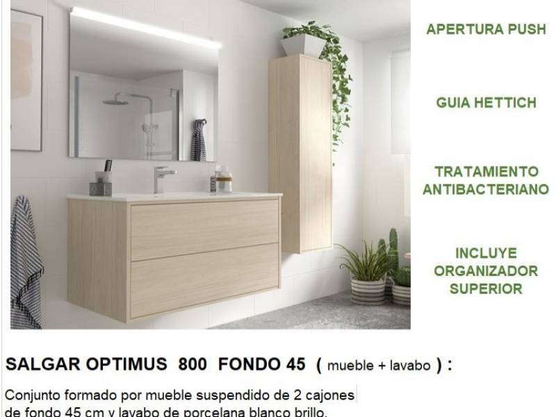 Mueble de baño OPTIMUS 800 NEGRO MATE + Lavabo