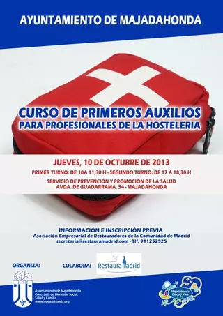 Curso gratuito de primeros auxilios para profesionales de la hostelería de Majadahonda
