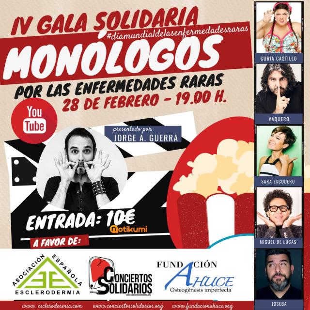 La IV Edición de los "Monólogos Solidarios" por las Enfermedades Raras llega este año en formato online