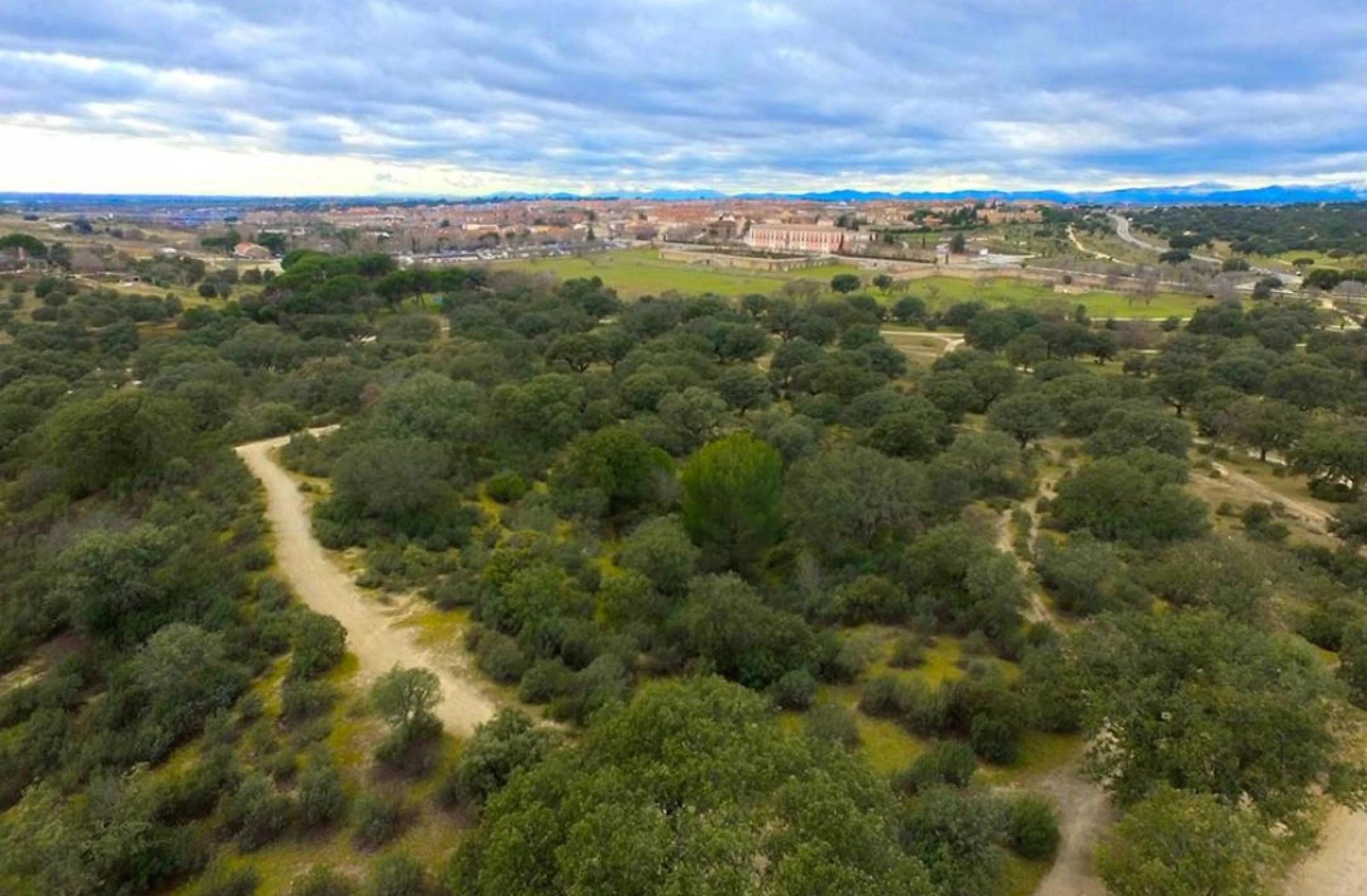 Senderistas realizando una de las rutas se&ntilde;alizadas por el Monte de Boadilla
