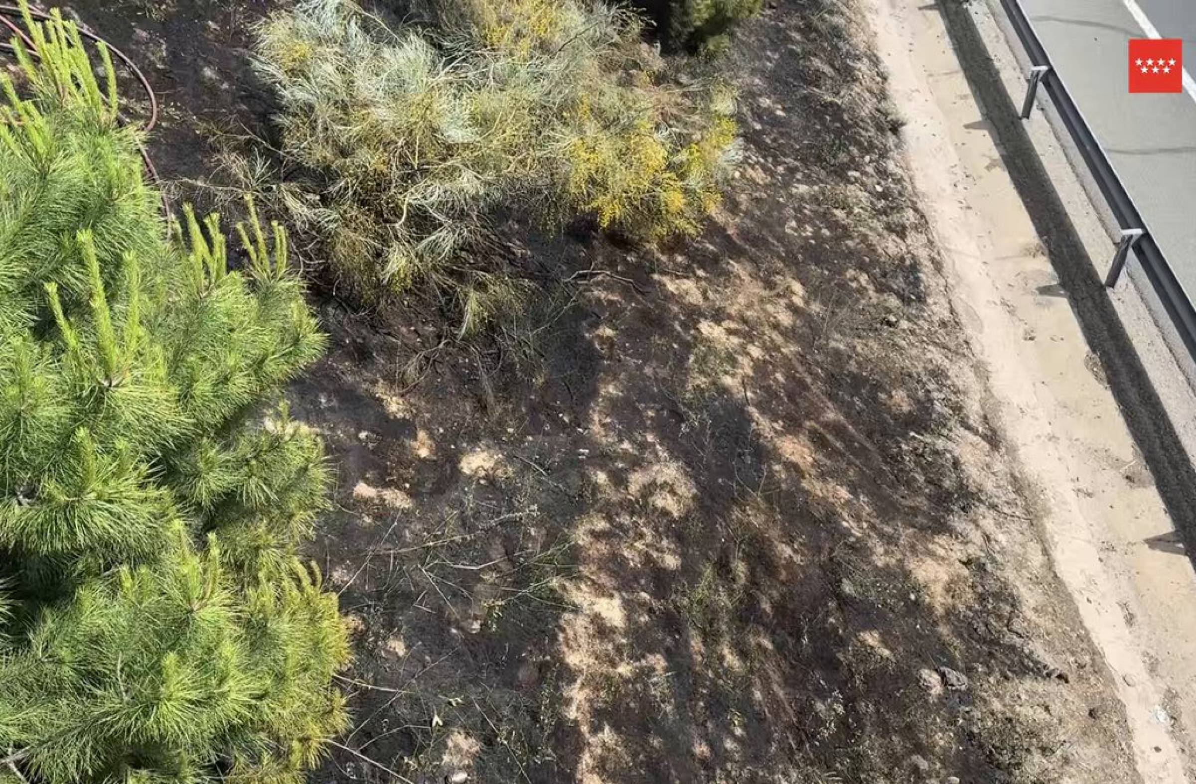 
                                                    Cinco dotaciones de Bomberos intervienen por un incendio en la M-50 a su paso por Majadahonda